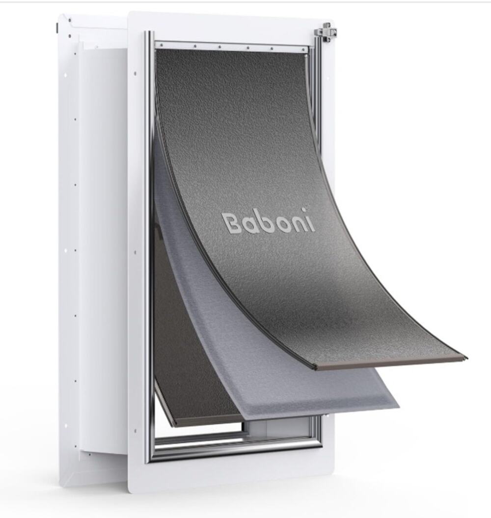 Baboni XL Pet Door for Wall 3-Flap Steel Frame Dog Cat Door Open Box